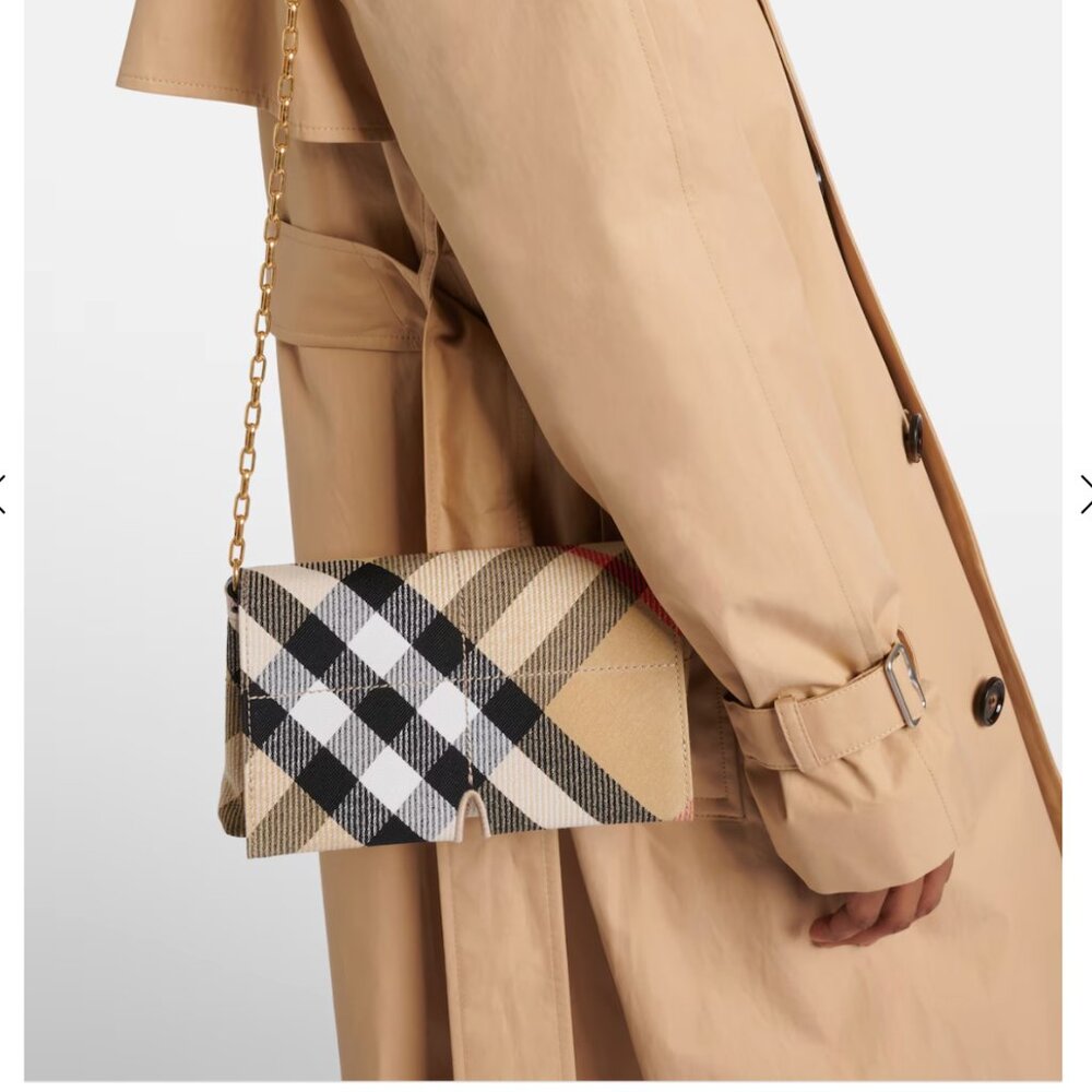 【Burberry】Snip Mini Chain Bag Nova Check in Sand Free Shipping - Picture 2 of 15